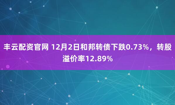 丰云配资官网 12月2日和邦转债下跌0.73%，转股溢价率12.89%